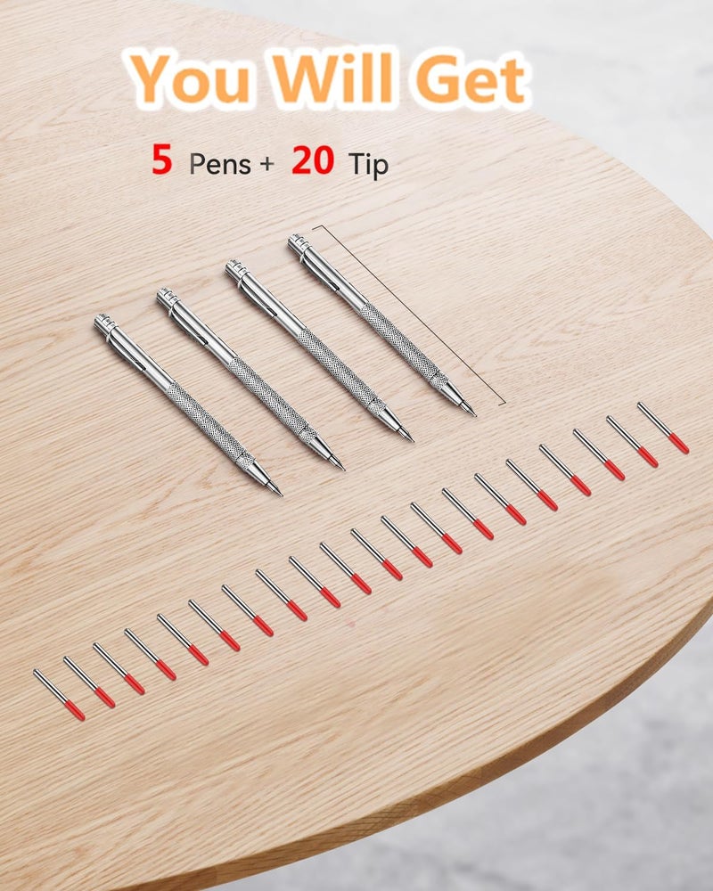 Ofasixx 5+20 Tungsten Carbide Metal Scribe Scriber Tool & Engraving Pen Set, No Need Sharpening, More Accurate&Quicker, Magnetic Design, Metal/Leather/Glass/Wood Layouts Choice - Image 3